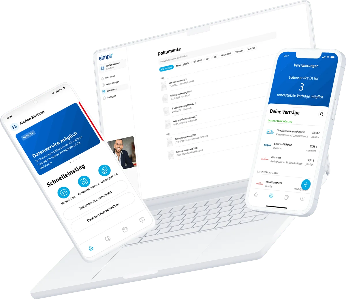 Insurance App simplr on various platforms